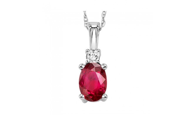 Gems One 14Kt White Gold Diamond (1/20Ctw) & Ruby (5/8 Ctw) Pendant