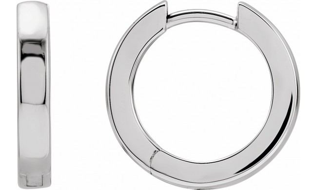 14K White 16 mm Hinged Hoop Earrings