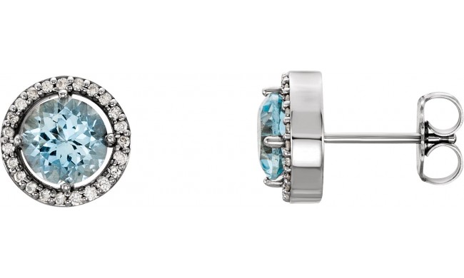 14K White Aquamarine & 1/6 CTW Diamond Earrings