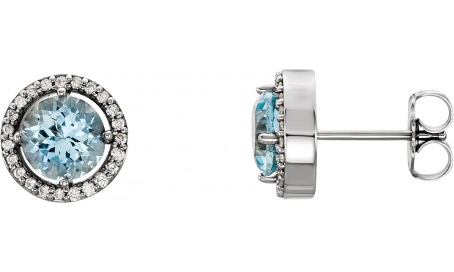14K White Aquamarine & 1/6 CTW Diamond Earrings