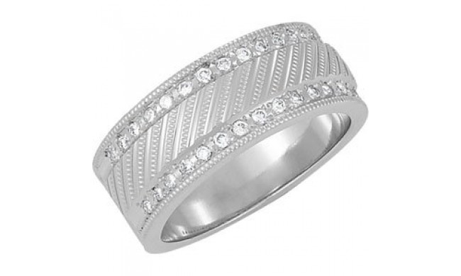 14K White 1/3 CTW Diamond Milgrain Anniversary Band