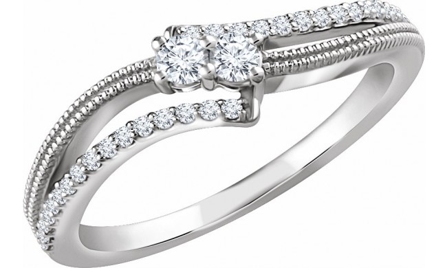 14K White 1/4 CTW Diamond Two-Stone Ring