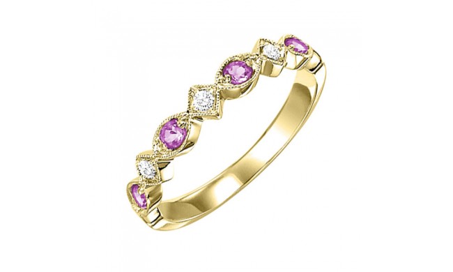 Gems One 10Kt Yellow Gold Diamond (1/20Ctw) & Pink Sapphire (1/6 Ctw) Ring