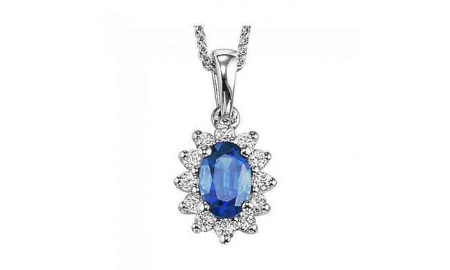 Gems One 14Kt White Gold Diamond (1/5Ctw) & Sapphire (3/8 Ctw) Pendant