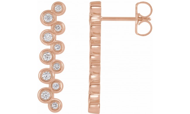 14K Rose 1/3 CTW Diamond Bezel-Set Bar Earrings