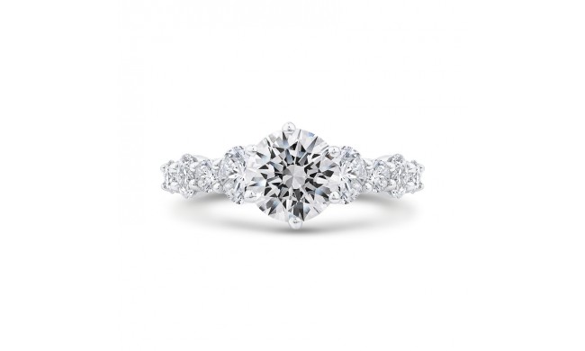 Shah Luxury 14K White Gold Round Cut Diamond 1/2 Run Engagement Ring (With Center)
