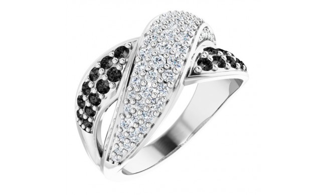 14K White 1 CTW Black & White Diamond Ring