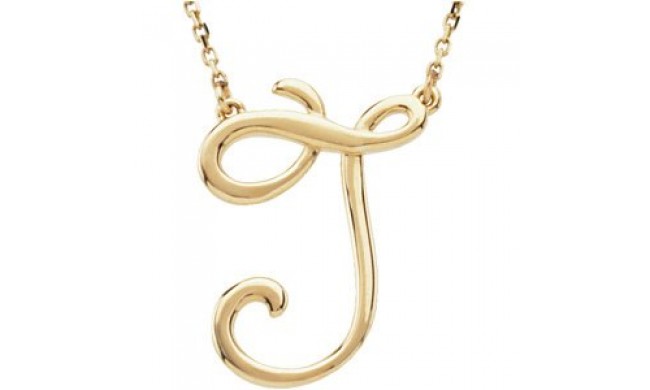 14K Yellow Script Initial J 16 Necklace