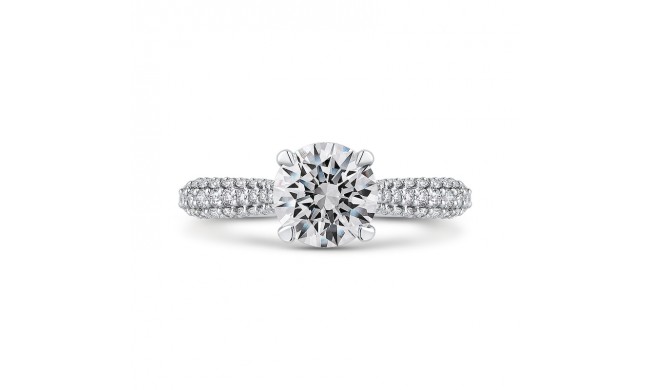 Shah Luxury 14K White Gold Round Diamond Engagement Ring (Semi-Mount)