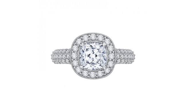 Shah Luxury 14K White Gold Cushion Diamond Halo Cathedral Style Engagement Ring (Semi-Mount)