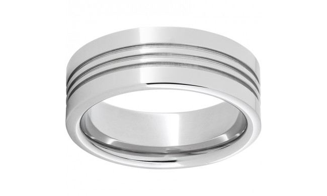 Serinium Pipe Cut Band with Three .5mm Grooves and a Polish Finish