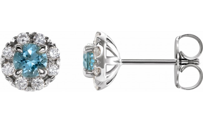 14K White Aquamarine & 1/3 CTW Diamond Earrings