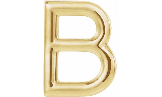 14K Yellow Single Initial B Earring