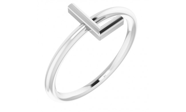 14K White Initial L Ring