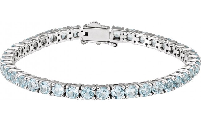 14K White Sky Blue Topaz 7.15 Line Bracelet