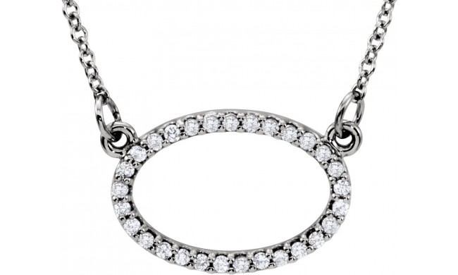 14K White 1/8 CTW Diamond Horizontal Oval 16 Necklace