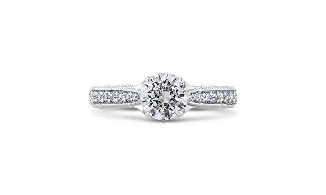 Shah Luxury Round Diamond Cathedral Style Engagement Ring In 14K White Gold (Semi-Mount)