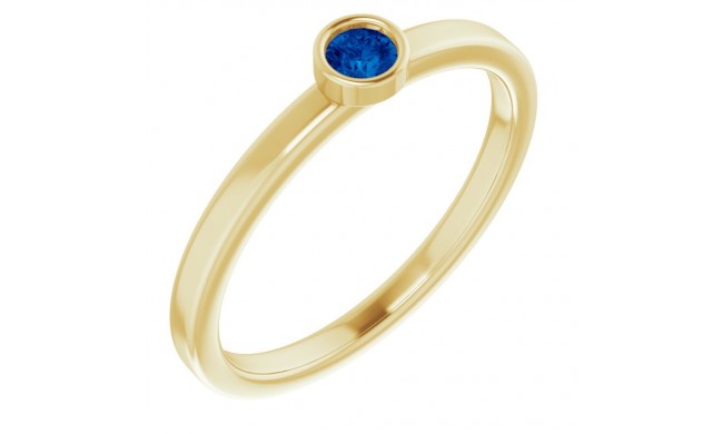 14K Yellow 3 mm Round Blue Sapphire Ring