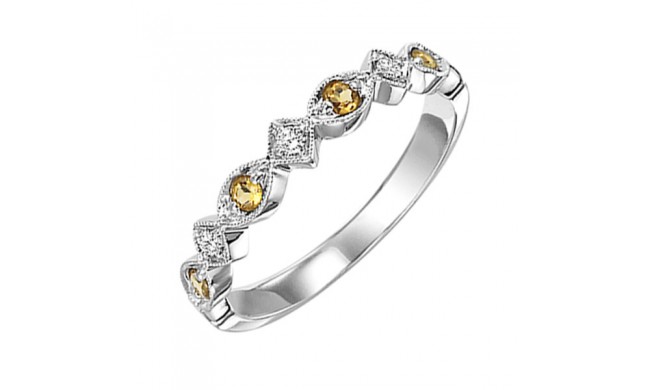 Gems One 14Kt White Gold Diamond (1/20Ctw) & Citrine (1/6 Ctw) Ring