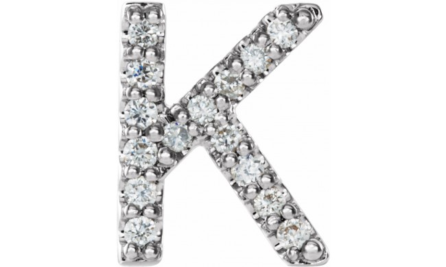 14K White .05 CTW Diamond Single Initial K Earring