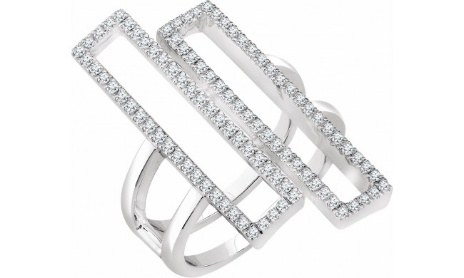 14K White 1/2 CTW Diamond Double Rectangle Geometric Diamond Ring