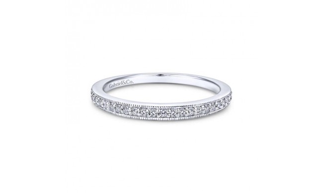 Gabriel & Co. 14k White Gold Victorian Diamond Wedding Band