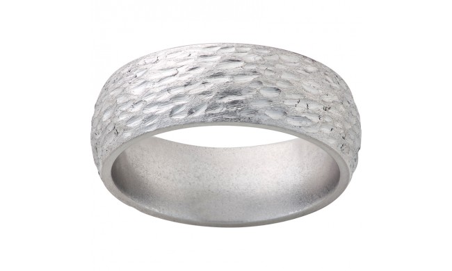 Titanium Domed Band with Bark Finish