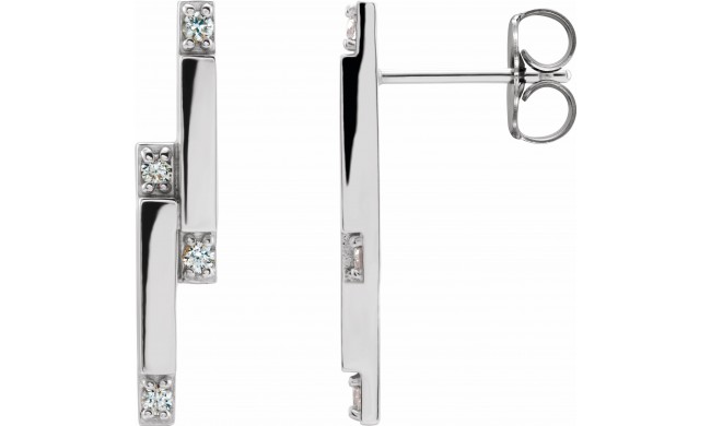 14K White 1/10 CTW Diamond Bar Earrings