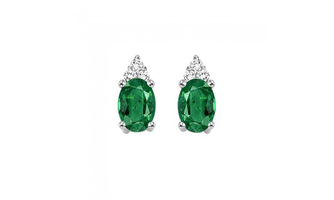 Gems One 10Kt White Gold Diamond (1/20Ctw) & Emerald (5/8 Ctw) Earring