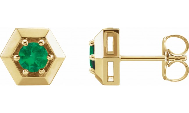 14K Yellow Emerald Geometric Earrings