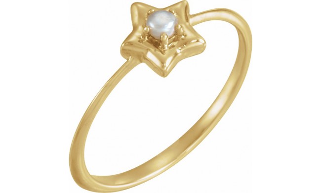 14K Yellow 3 mm Round June Youth Star Birthstone Ring