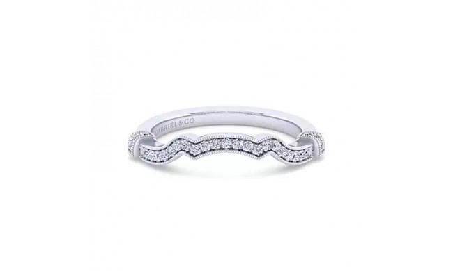 Gabriel & Co. 14K White Gold Victorian Curved Wedding Band