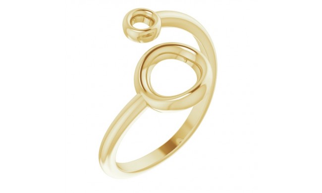 14K Yellow Double Circle Bypass Ring