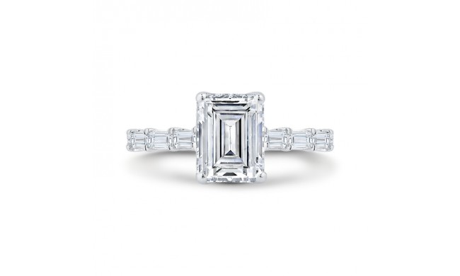 Shah Luxury 14K White Gold Emerald Cut Diamond Engagement Ring (With Center)