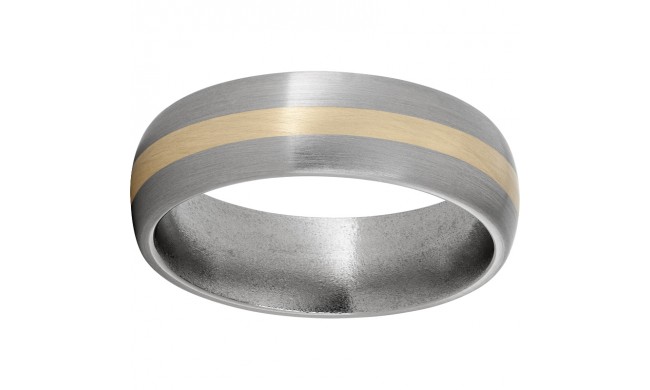 Titanium Domed Band with a 2mm 14K Yellow Gold Inlay and Satin Finish