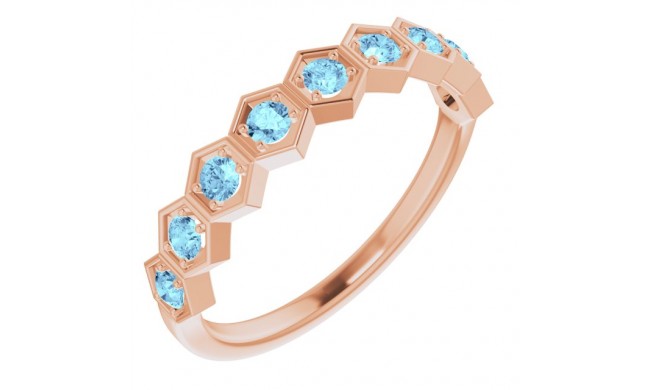 14K Rose Aquamarine Stackable Ring