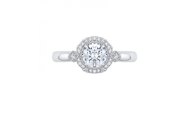 Shah Luxury Round Diamond Cathedral Style Engagement Ring In 14K White Gold (Semi-Mount)