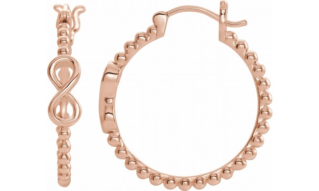 14K Rose 22.3 mm Infinity-Inspired Beaded Hoop Earrings