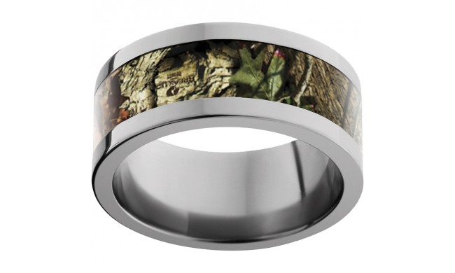 Titanium Flat Band with Mossy Oak Break-up Infinity Inlay