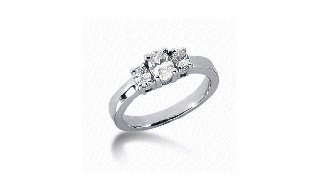 14k White Gold Diamond Semi-Mount 3 Stone Engagement Ring