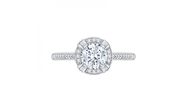 Shah Luxury 14K White Gold Round Diamond Halo Cathedral Style Engagement Ring (Semi-Mount)