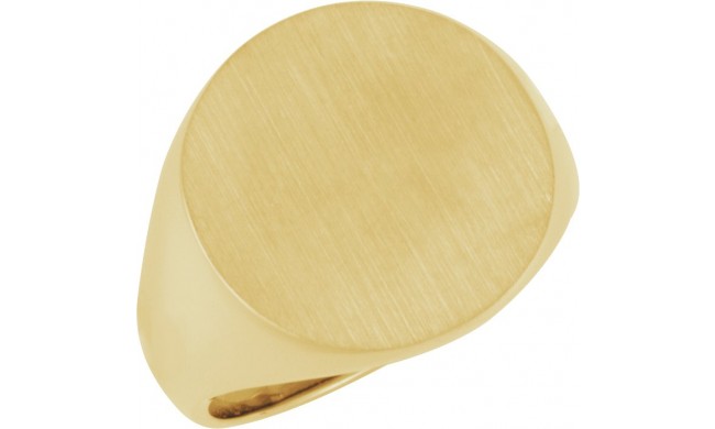 14K Yellow 18 mm Round Signet Ring