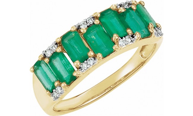 14K Yellow 5 x 3 mm Emerald & .07 CTW Diamond Ring