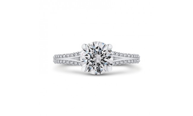 Shah Luxury 14K Two-Tone Gold Round Diamond Engagement Ring with Split Side Euro Shank (Semi-Mount)