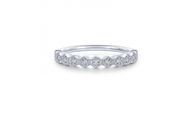 Gabriel & Co. 14k White Gold Victorian Diamond Wedding Band