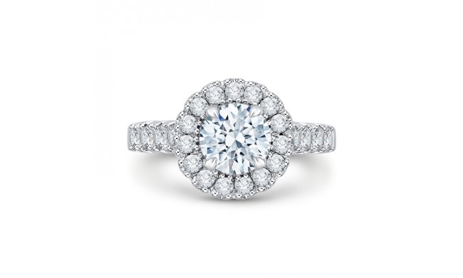 Shah Luxury 14K White Gold Round Diamond Halo Engagement Ring (Semi-Mount)