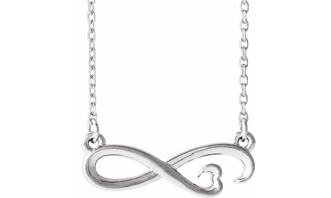 14K White Infinity-Inspired Heart 16-18 Necklace
