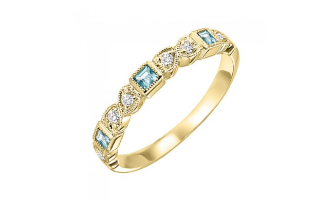 Gems One 14Kt Yellow Gold Diamond (1/12Ctw) & Blue Topaz (1/6 Ctw) Ring