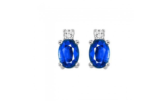 Gems One 14Kt White Gold Diamond (1/20Ctw) & Sapphire (1/2 Ctw) Earring