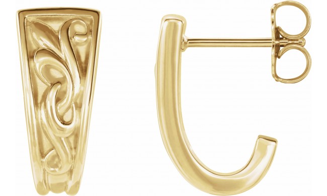 14K Yellow Vintage-Inspired J-Hoop Earrings